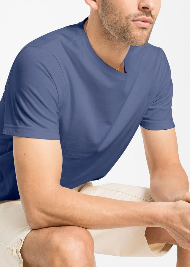 Camiseta (5 unidades) Blanco + gris jaspeado + azul medio + añil + azul oscuro